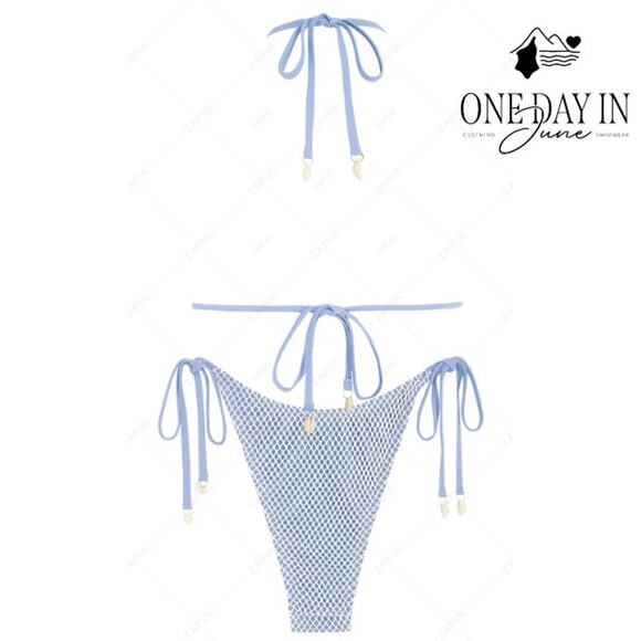 Zaful High Cut Tie Side Tie Back Bikini Swimsuit Size M - Picture 2 of 7